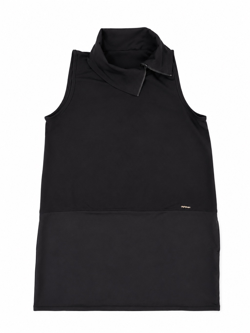 PoloGarage Black Asymmetric Zip Mock Neck Tunic 2